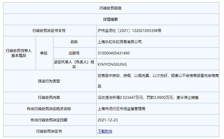 乐扣乐扣因所售拉杆箱不合格被罚近4万元