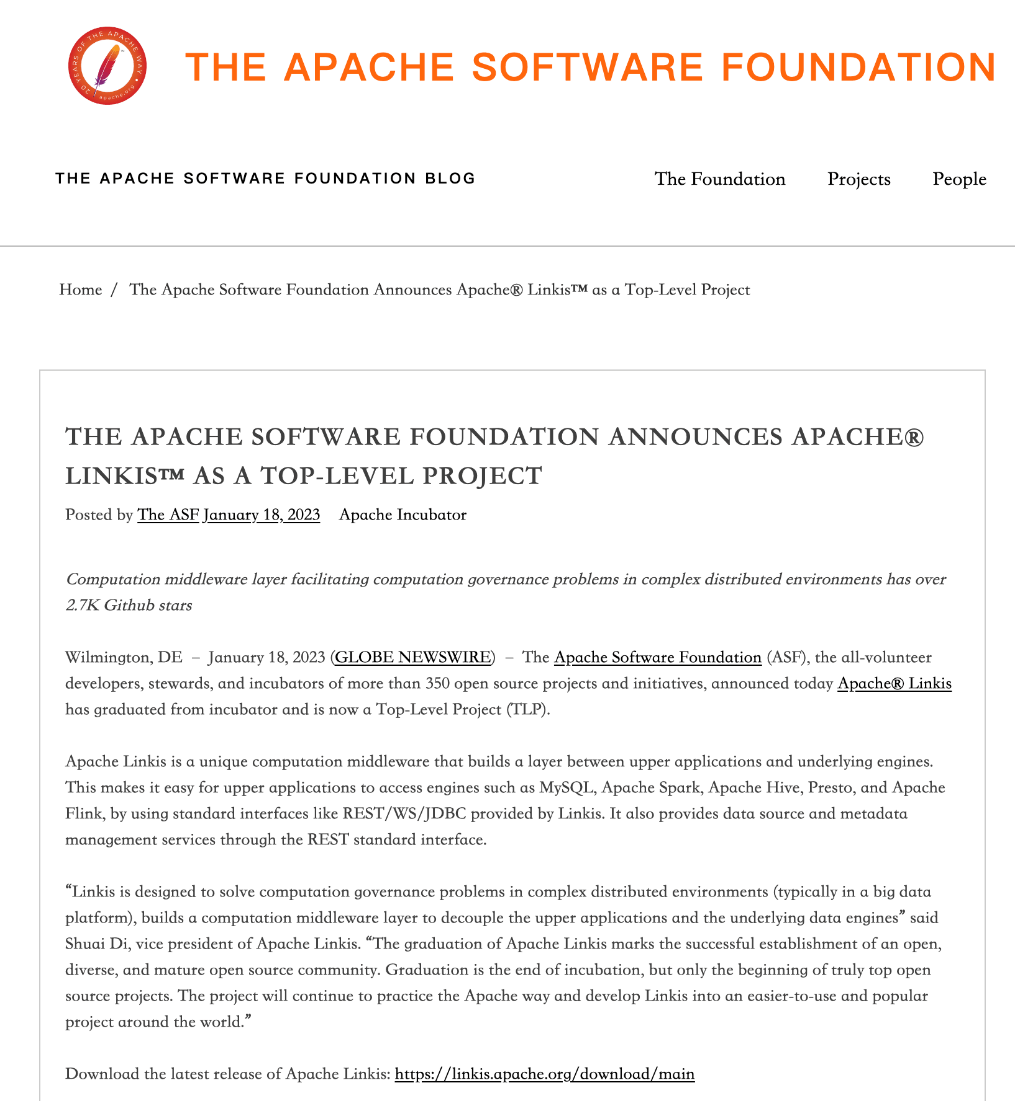 Apache Linkis毕业成为顶级项目，微众银行助力中国开源基础软件走向世界