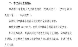 中成药大单品专利战未停：华东医药一审败诉 涉案金额1.1亿